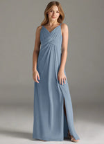Dusty Blue A-Line Lace Chiffon Dress