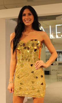 Strapless Short Sequin Party Dress: Aleta 1357