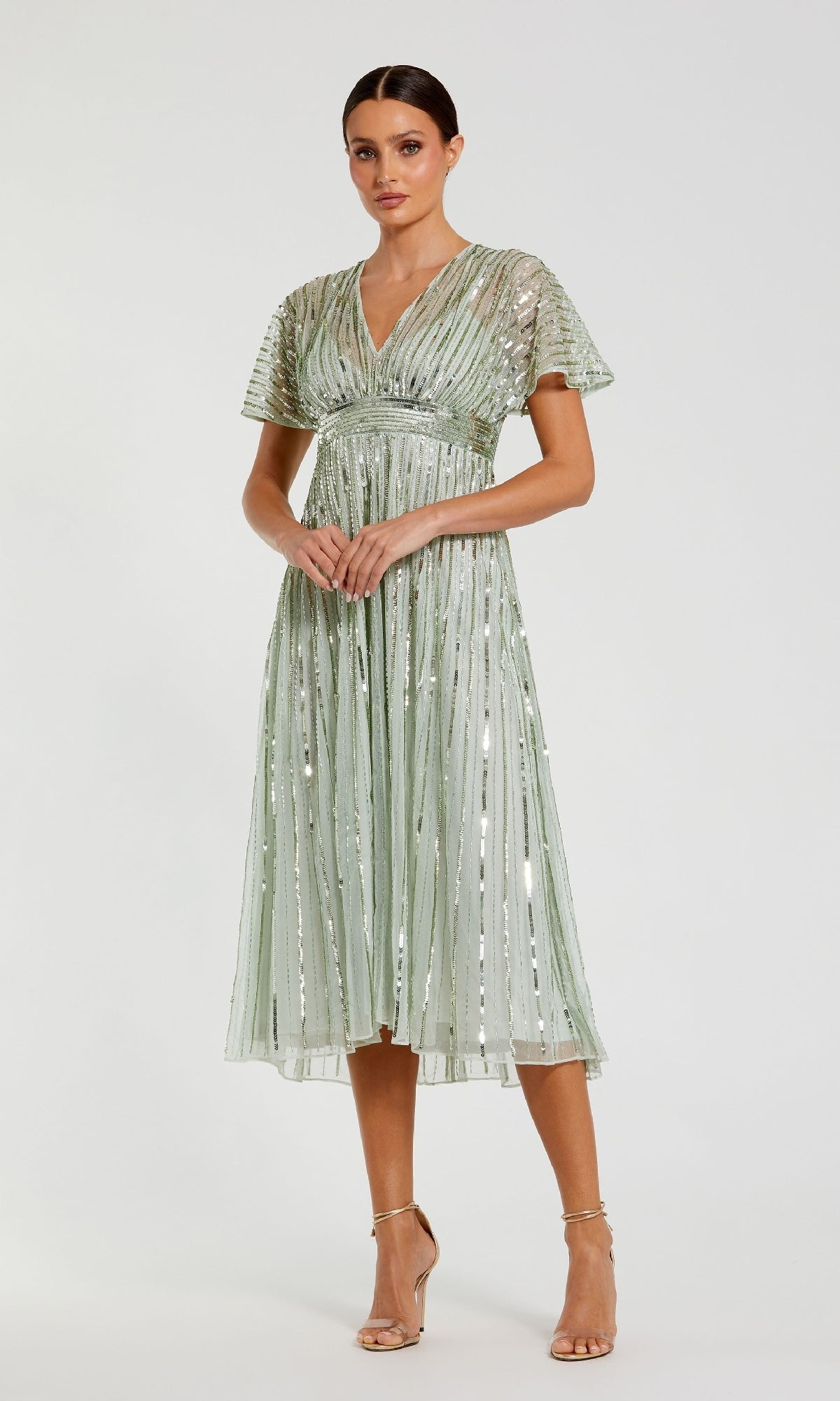 Short Sequin Wedding-Guest Dress: Mac Duggal 14007