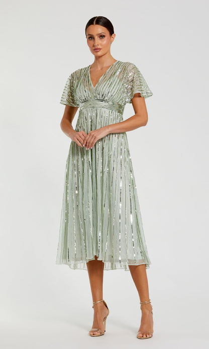 Short Sequin Wedding-Guest Dress: Mac Duggal 14007