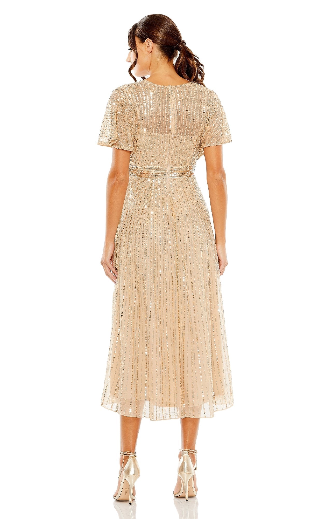 Short Sequin Wedding-Guest Dress: Mac Duggal 14007