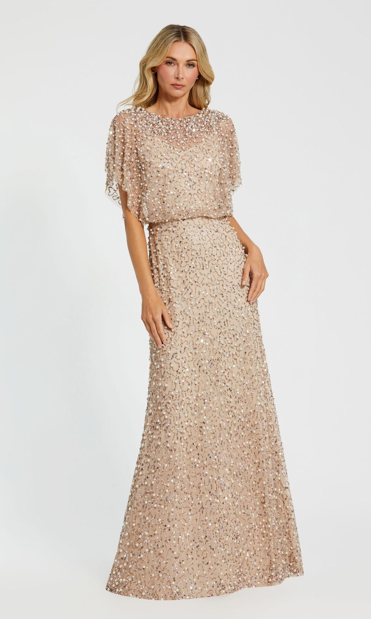 Beaded Long Nude Evening Gown: Mac Duggal 14523