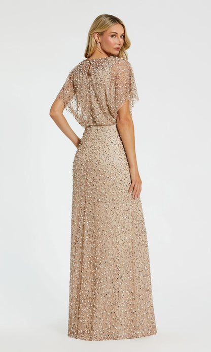 Beaded Long Nude Evening Gown: Mac Duggal 14523