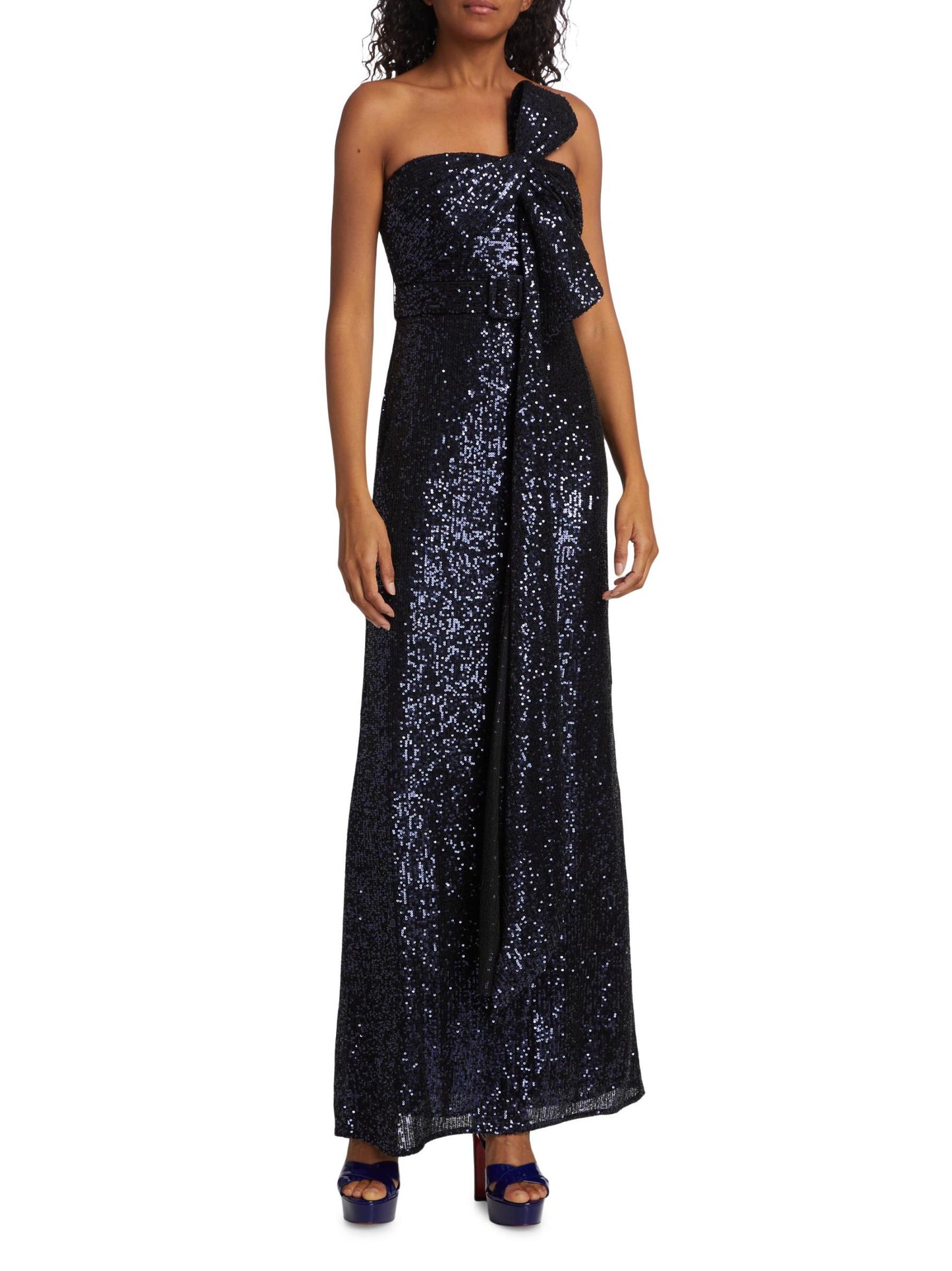 Strapless Sequin Bow Gown