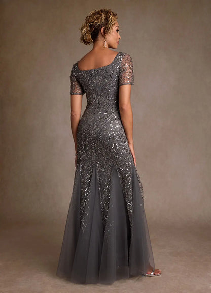 Steel Grey Trumpet Sequins Dress