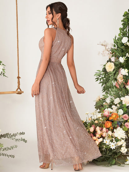 Sequin Decor Glitter Bridesmaid Dress Wedding Guest Dress