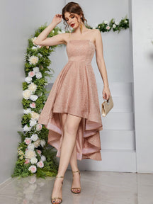 Elegant Strapless High Low A-Line Party Dress For Women Summer, Prom, Date Night & Festival Wedding