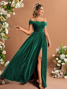Lady's Glittering One-Sleeve High-Arc Back Bridal Gown For Adults Wedding Party
