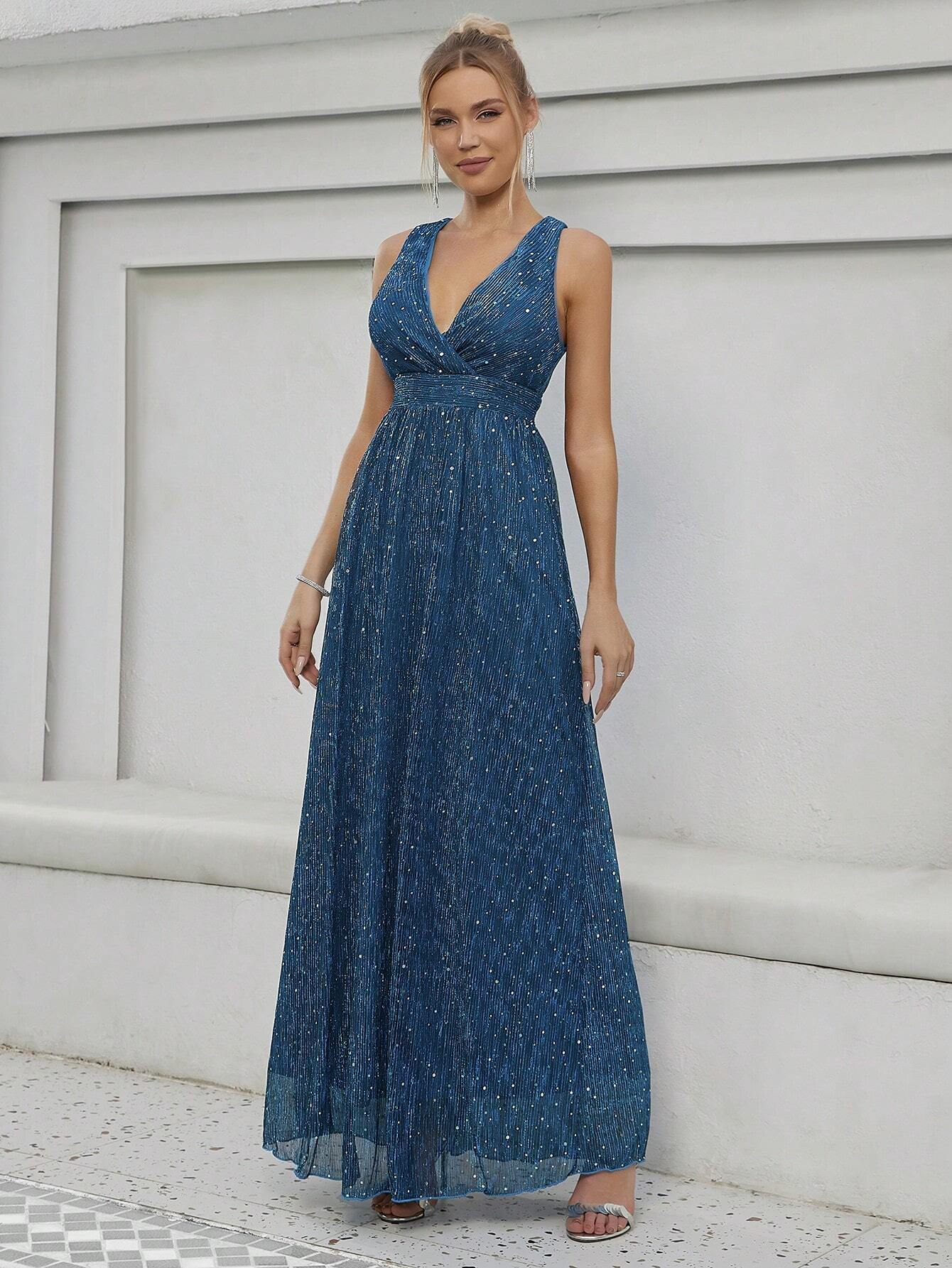 Sequin Decor Glitter Bridesmaid Dress Wedding Guest Dress