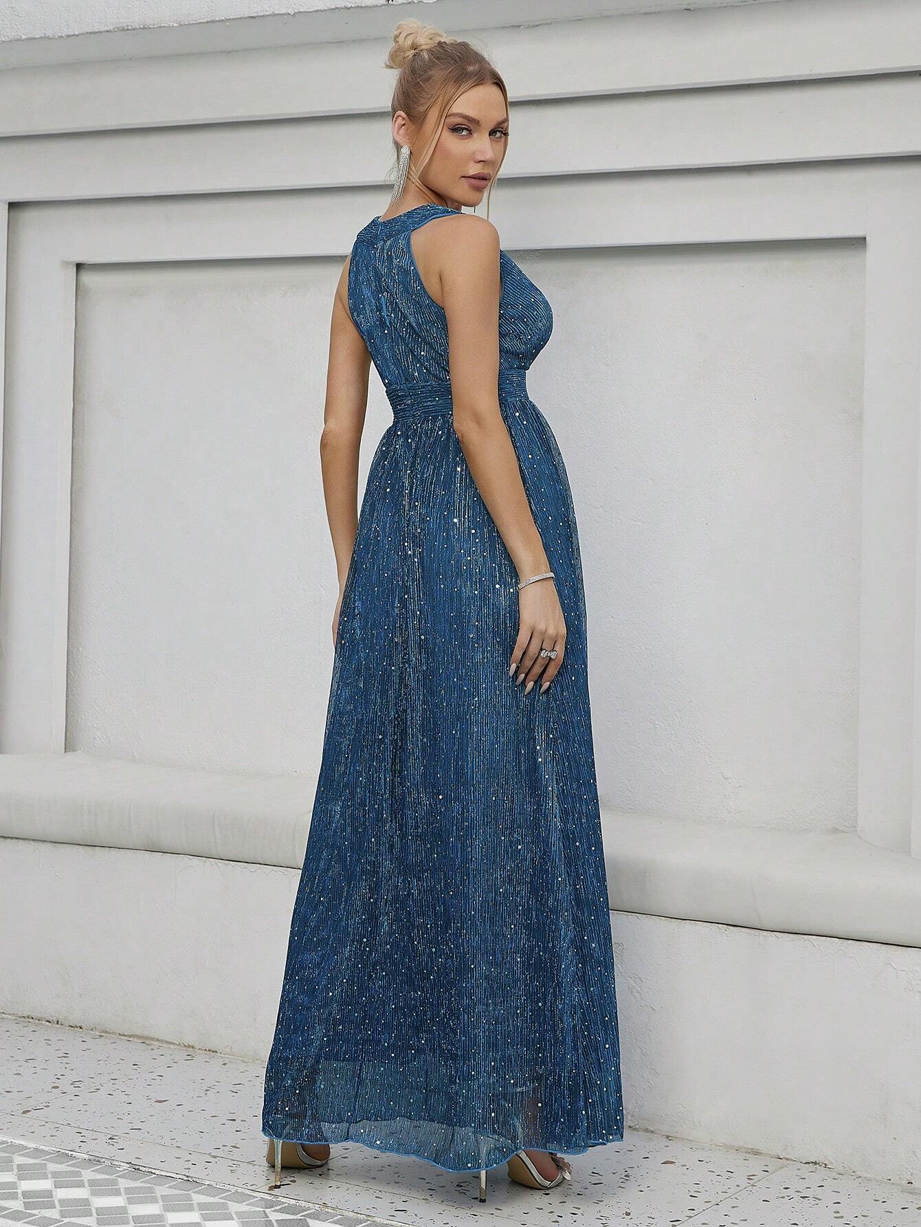 Sequin Decor Glitter Bridesmaid Dress Wedding Guest Dress