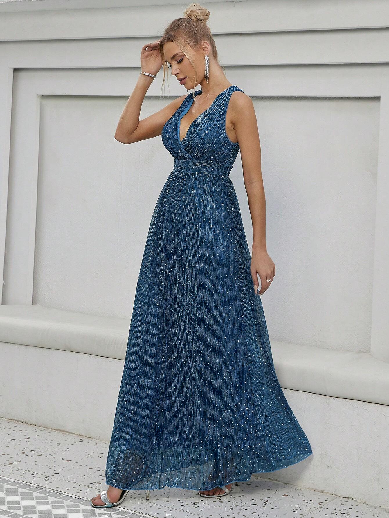 Sequin Decor Glitter Bridesmaid Dress Wedding Guest Dress
