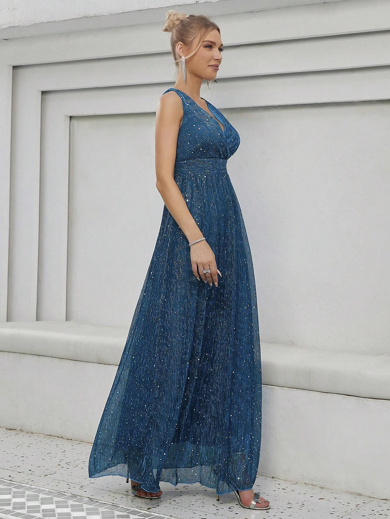 Sequin Decor Glitter Bridesmaid Dress Wedding Guest Dress