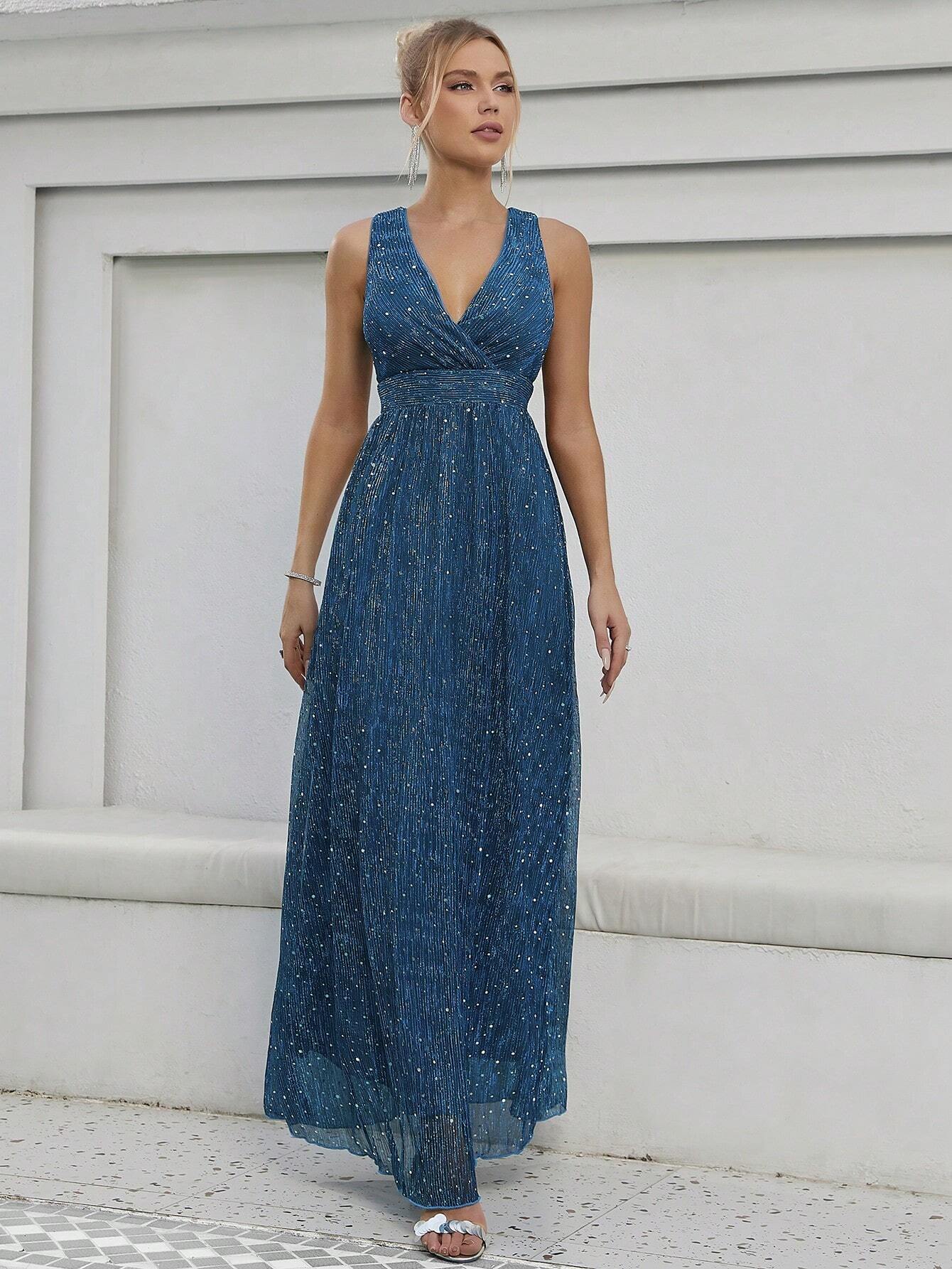 Sequin Decor Glitter Bridesmaid Dress Wedding Guest Dress