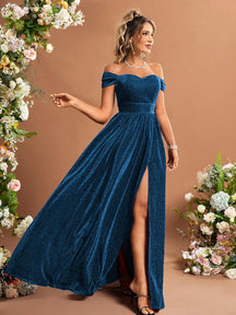 Lady's Glittering One-Sleeve High-Arc Back Bridal Gown For Adults Wedding Party