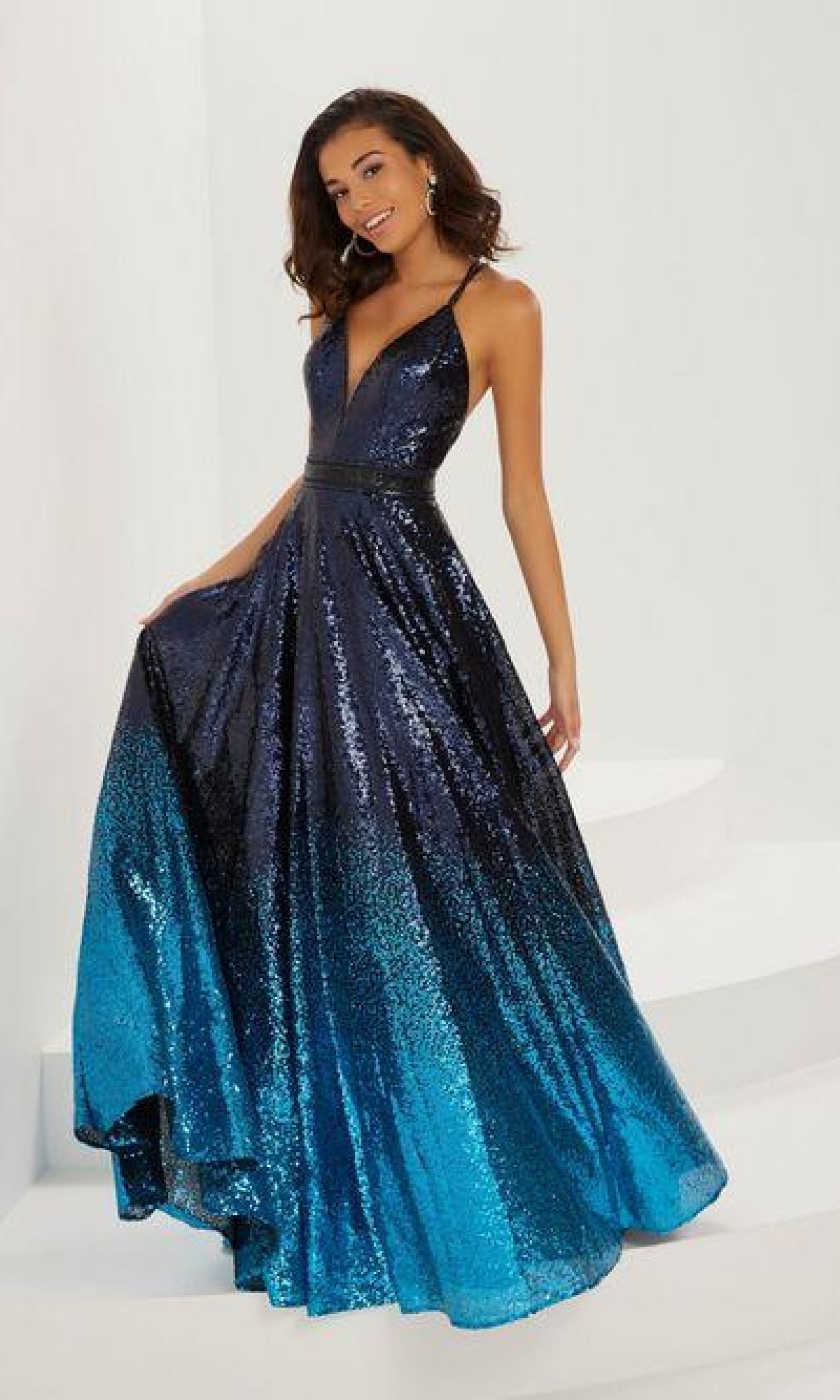 A-Line Sequin Ombre Prom Dress: Tiffany 16941