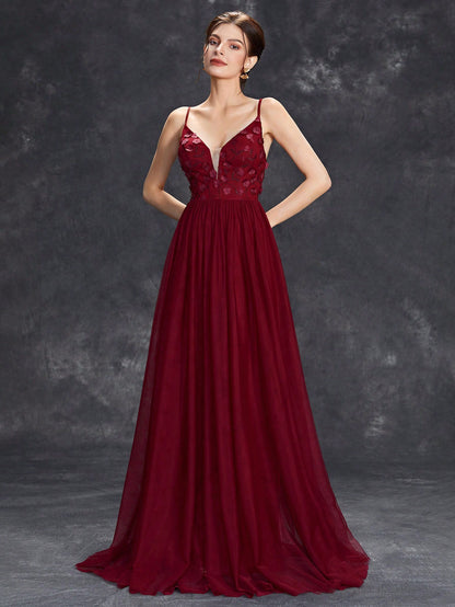 Floral Appliques Mesh Overlay Cami Wedding Dress Elegant Bridal Dress,Bride Spring