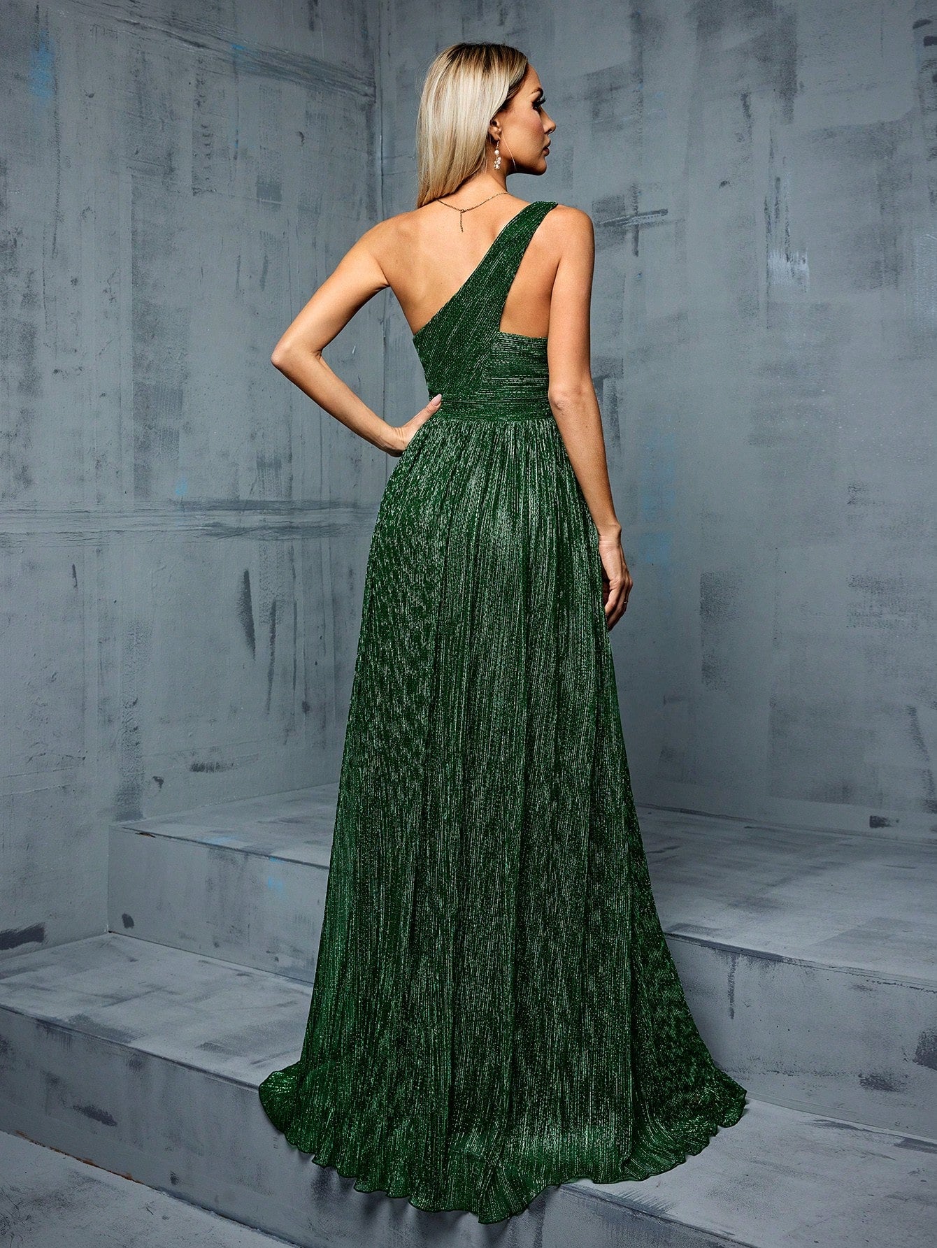 Sleeveless Metallic Yarn Maxi Dress With Flared Skirt
