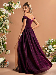 Lady's Glittering One-Sleeve High-Arc Back Bridal Gown For Adults Wedding Party