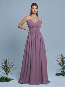 Contrast Lace Twist Backless Chiffon Bridesmaid Dress Elegant Dress, For Valentine's Day Wedding Spring