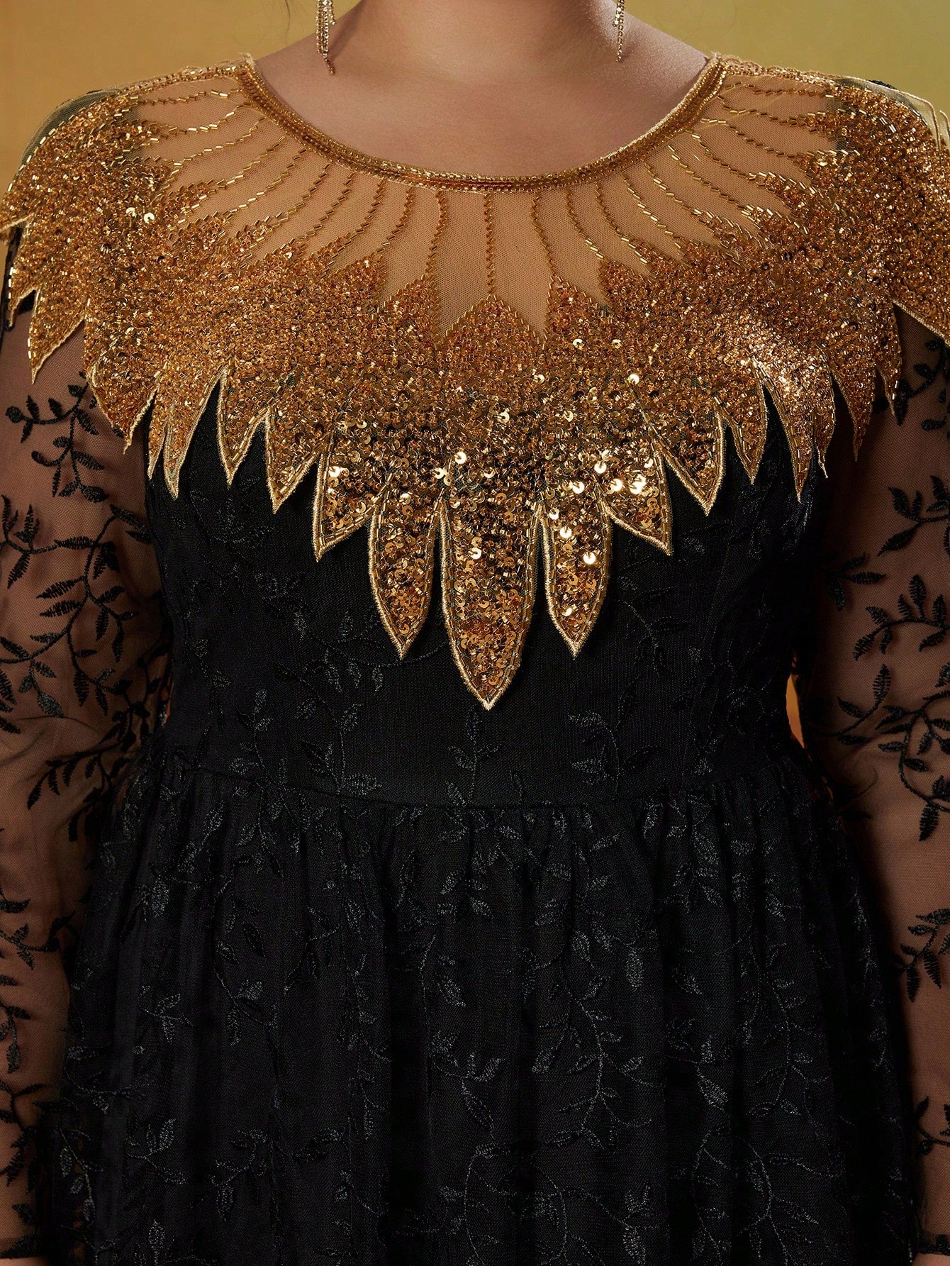 Plus Size New Arrival Round Neck Evening Gown Dress, Embroidery Flower Long Dress, Party Dress, Wedding Guest Dress, Formal Dress