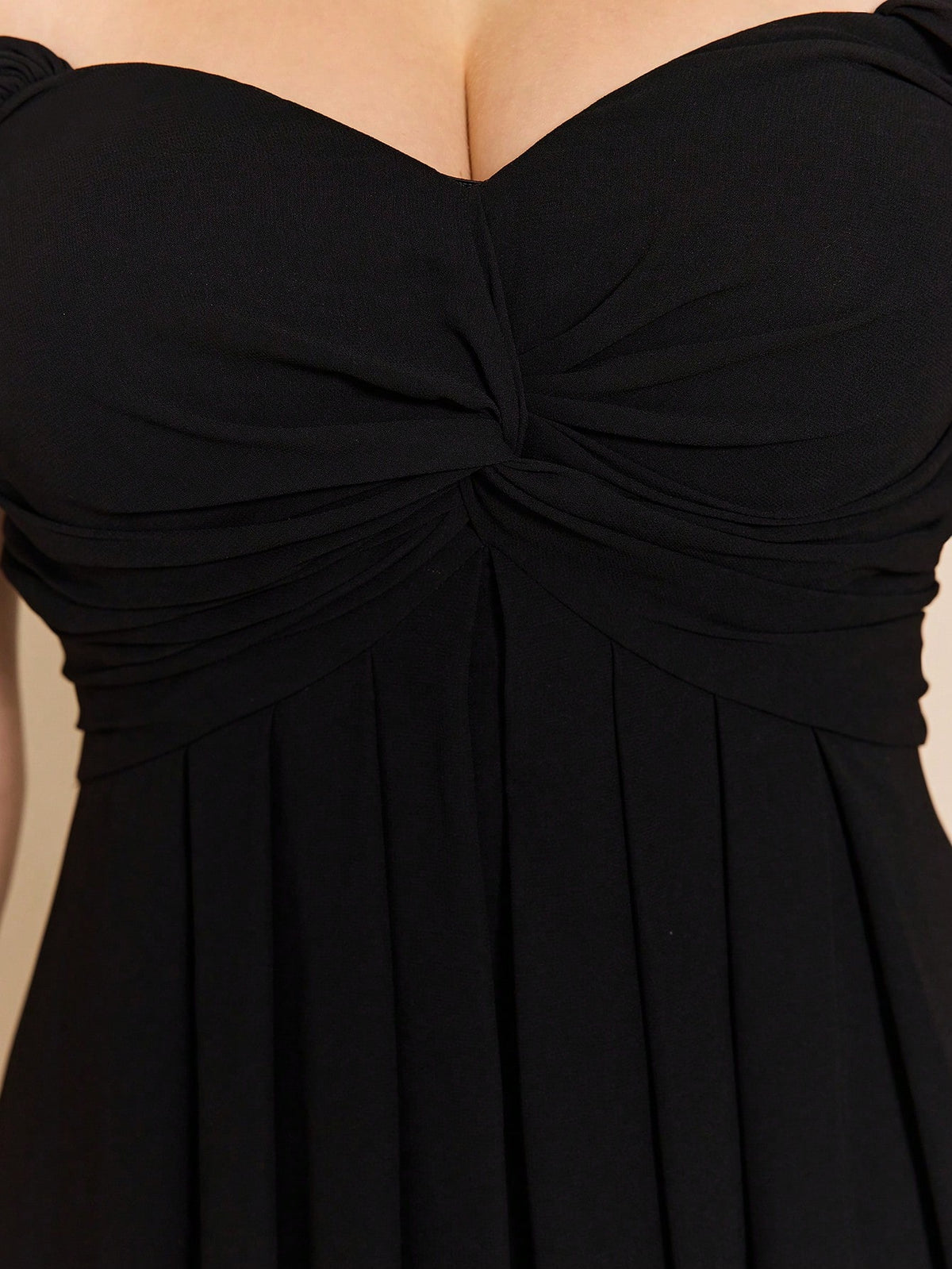 Women Elegant Black Fall Winter Off Shoulder Romantic Bridesmaid Gown, Ruched Ruffle Chiffon A-Line Length Maxi Dress For Wedding Dinner Party Prom
