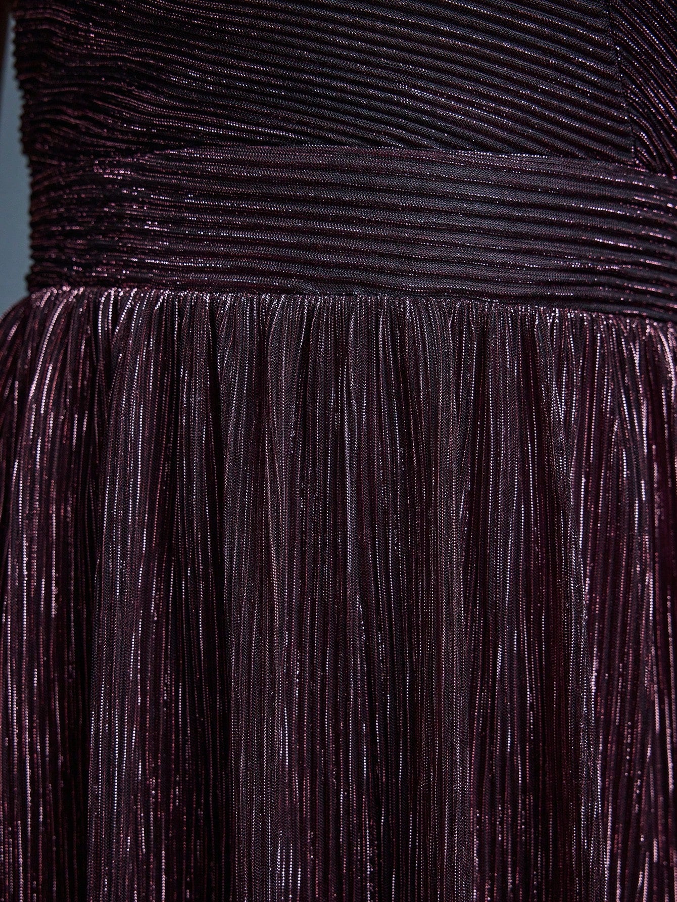 One-Shoulder Asymmetrical Metal Wire Pleated Maxi Dress