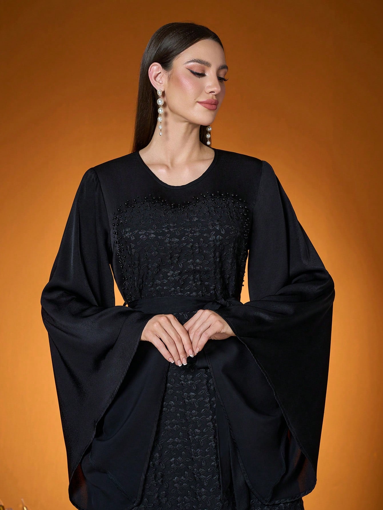 New Arrival,Lady, Plain Color, Woven, Diamond Beads, Pleated, Arabian Burqa