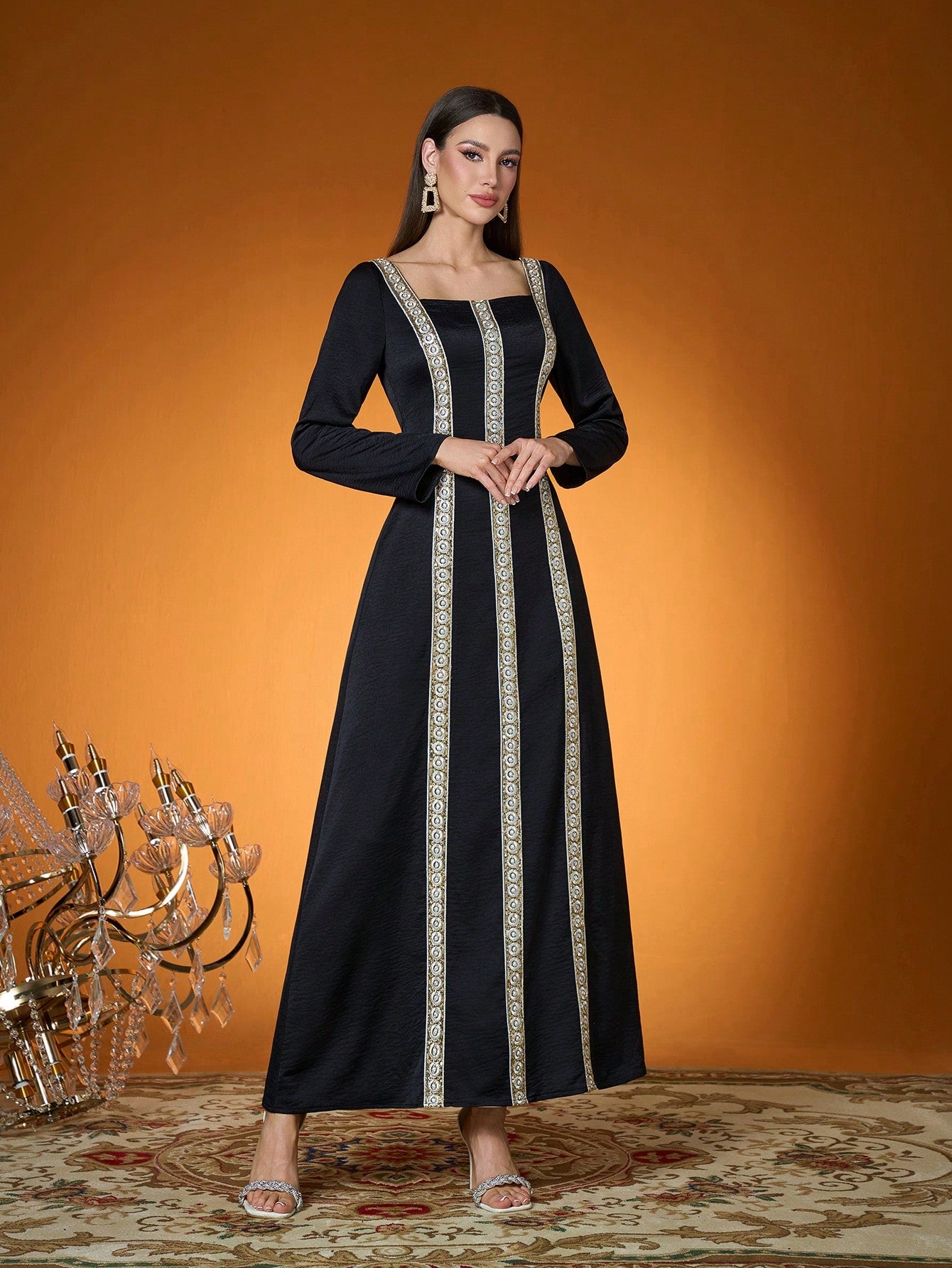 New Arrival,Lady, Plain Color, Woven, Beaded Lace Technique, Arabian Dress