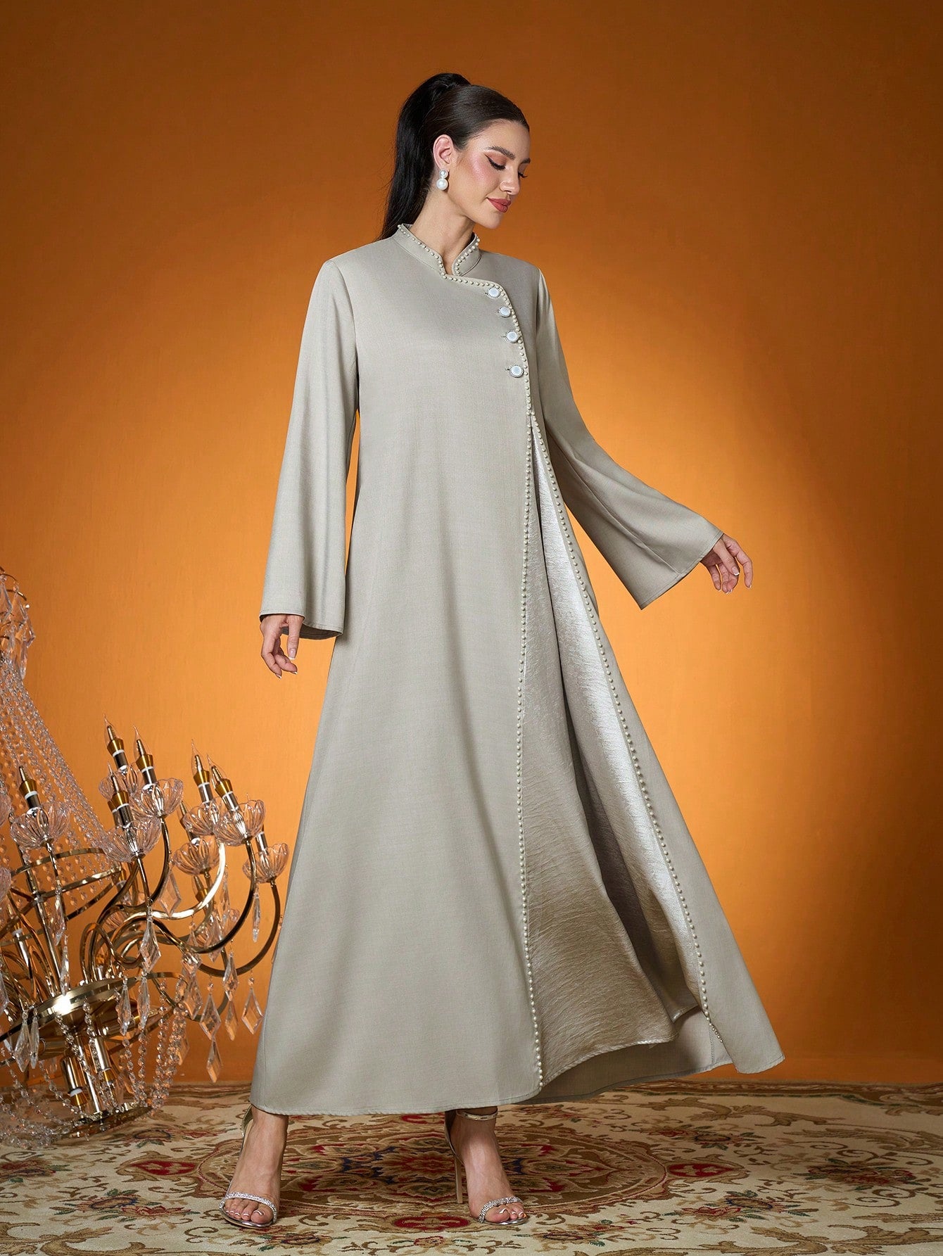 New Arrival,Lady, Plain Color, Woven, Beaded Craft, Long Robe(Not Included, Inside)