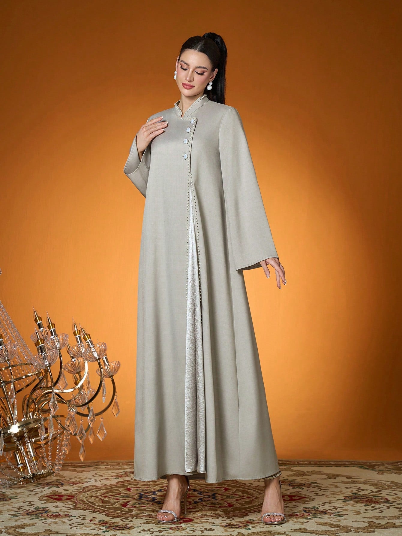 New Arrival,Lady, Plain Color, Woven, Beaded Craft, Long Robe(Not Included, Inside)