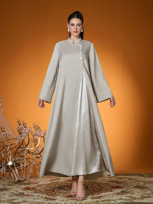 وصل حديثًا، نسائي، لون سادة، منسوج، تطريز خرز، رداء طويل (غير متضمن، داخلي)