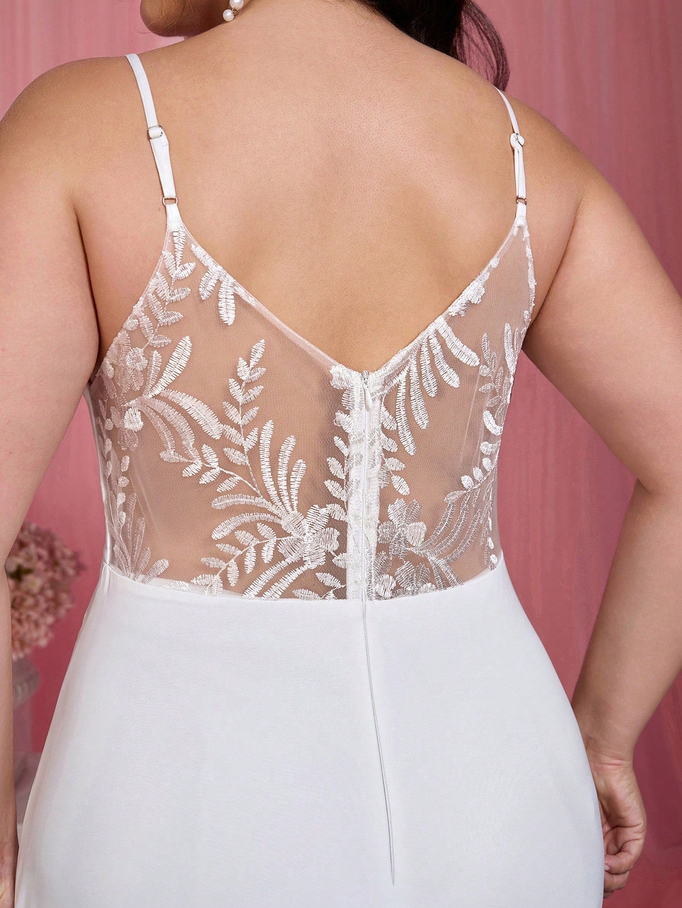 V-Neck Lace Backless Dress Wedding White Spring Party