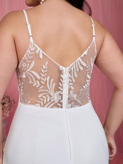 V-Neck Lace Backless Dress Wedding White Spring Party