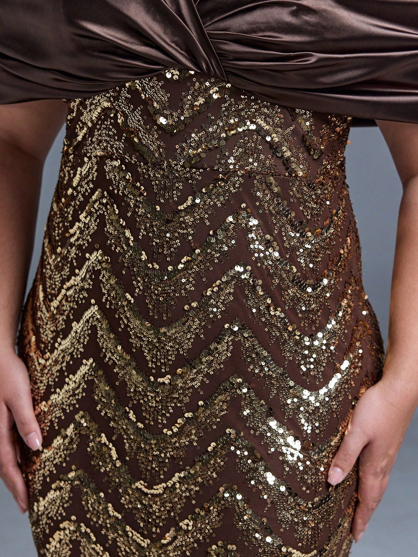 New Sequined Strapless Elegant Plus Size Evening Gown, Ruffle Hem, Bodycon, Fishtail Skirt, Suitable For Formal Parties And Galas