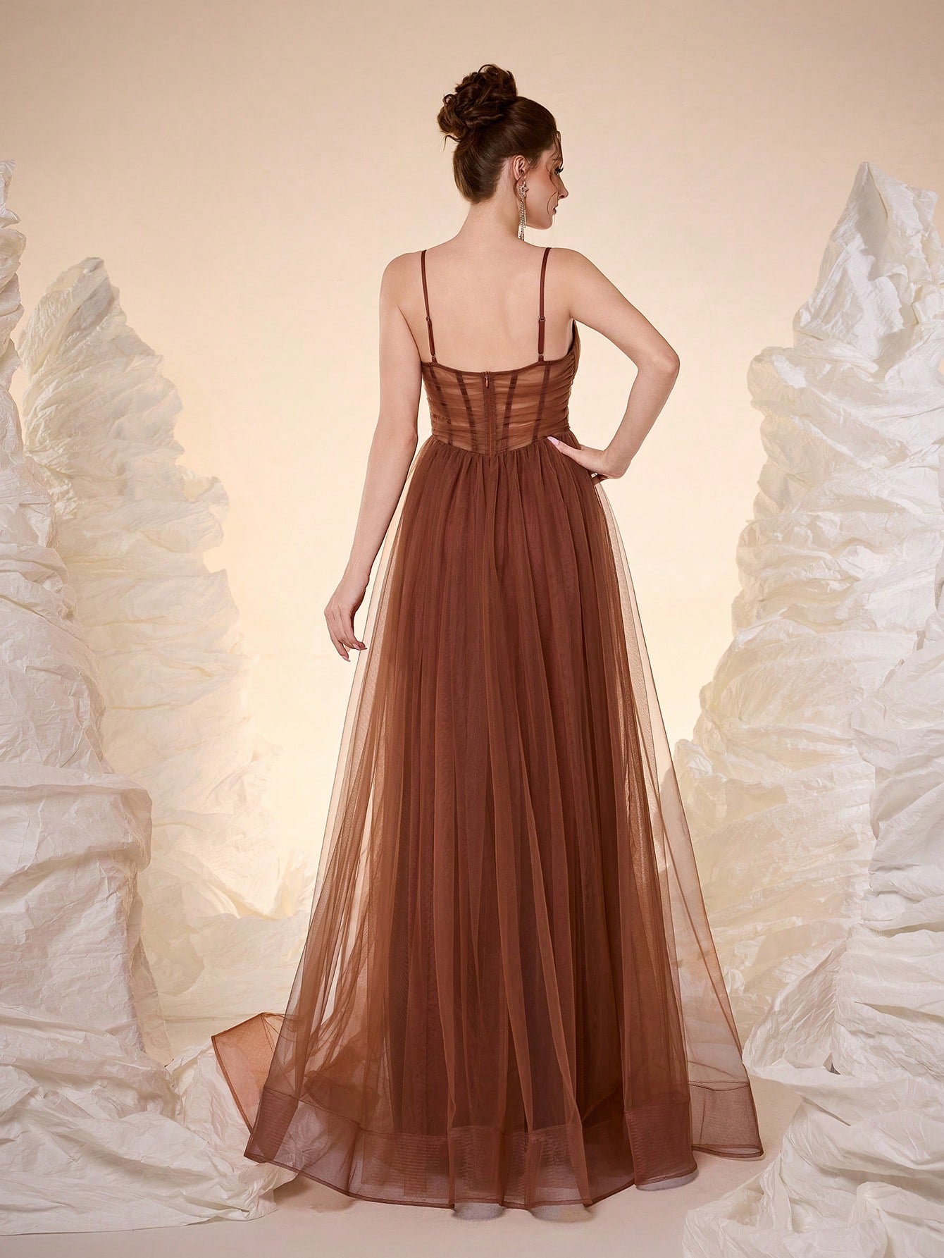 New Romantic Open Shoulder Bridesmaid Dress, Pleated Ruffle Chiffon Dress, Black Wedding Spring