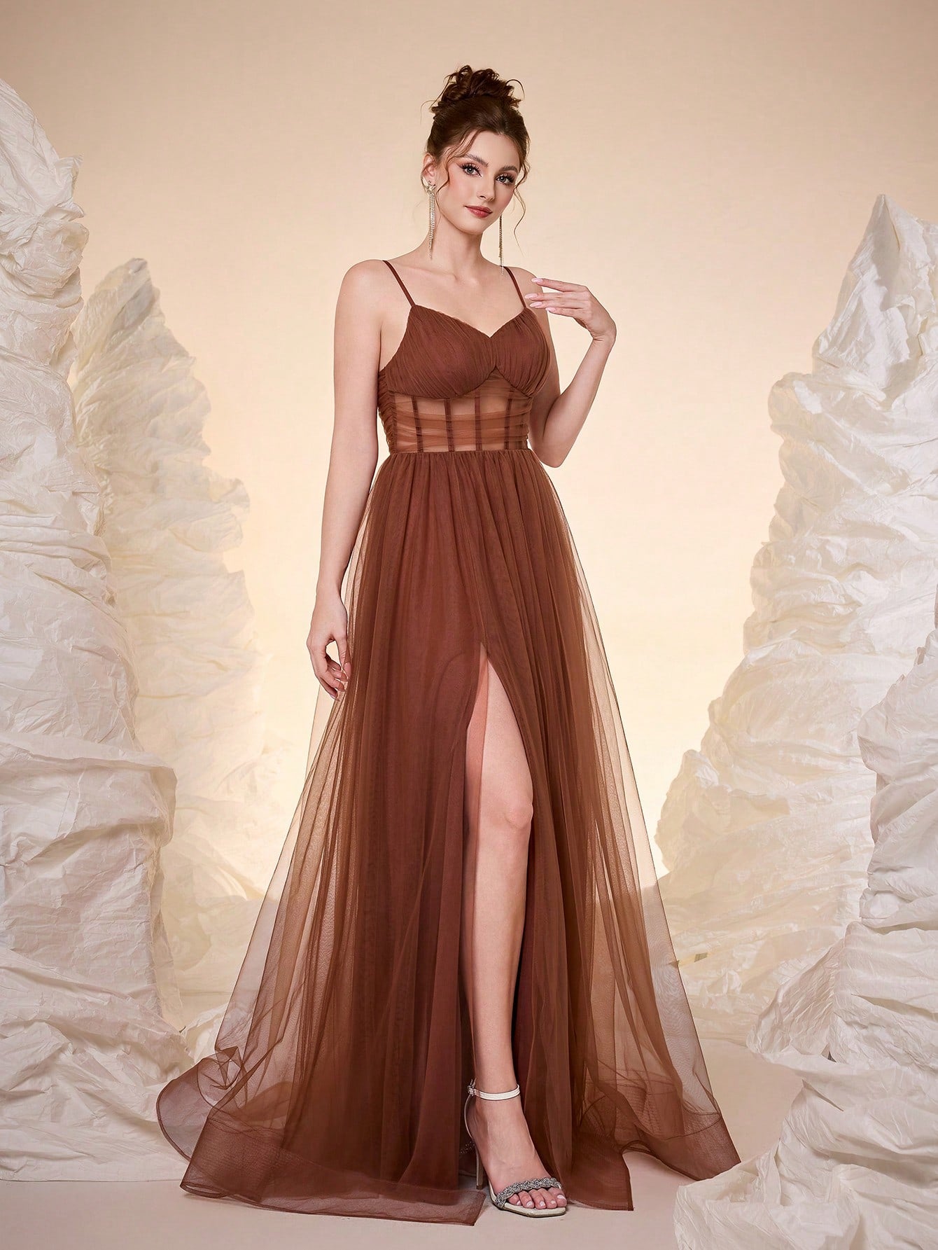 New Romantic Open Shoulder Bridesmaid Dress, Pleated Ruffle Chiffon Dress, Black Wedding Spring