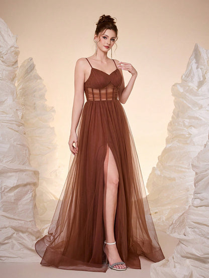 New Romantic Open Shoulder Bridesmaid Dress, Pleated Ruffle Chiffon Dress, Black Wedding Spring