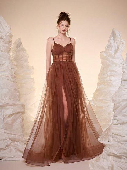 New Romantic Open Shoulder Bridesmaid Dress, Pleated Ruffle Chiffon Dress, Black Wedding Spring
