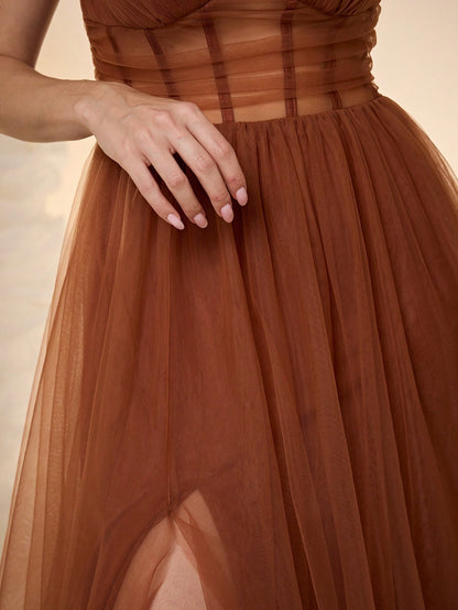New Romantic Open Shoulder Bridesmaid Dress, Pleated Ruffle Chiffon Dress, Black Wedding Spring