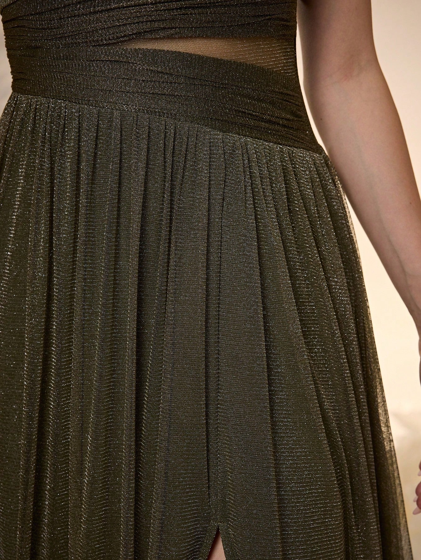 New Off Shoulder Solid Bridesmaid Dress, Sheer Mesh Ruffle High Slit Maxi Dress Wedding
