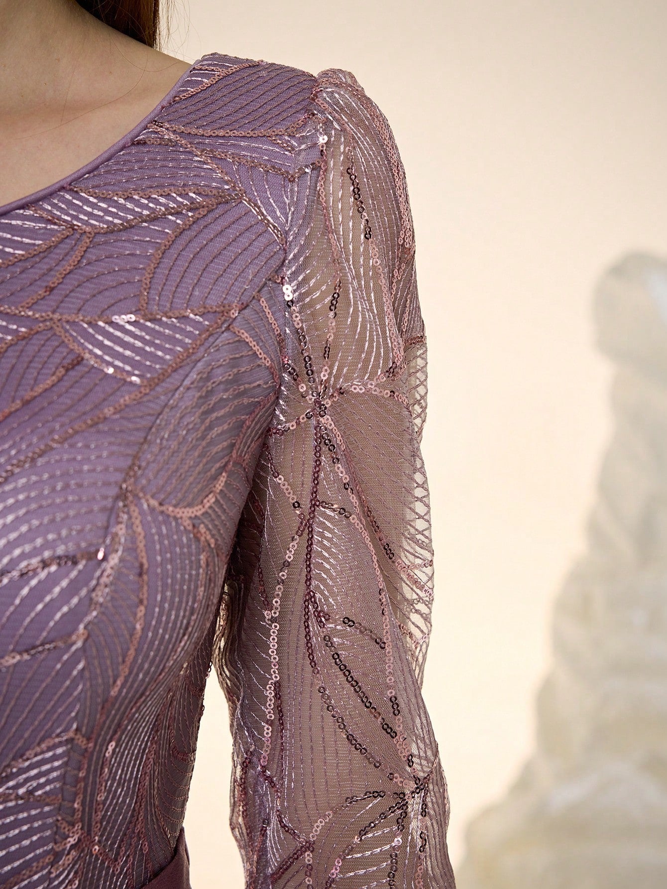 Women's New Round Neck Evening Dress, Sequin Lace Belt, Elegant A-Line Dress