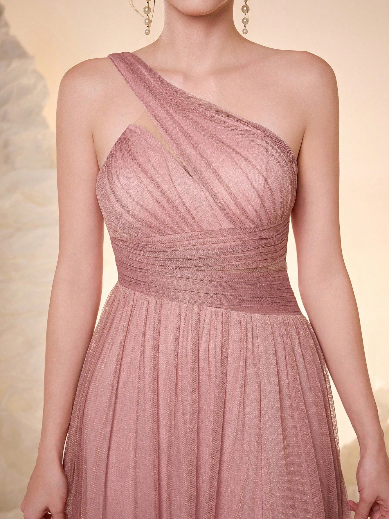 New Off Shoulder Solid Bridesmaid Dress, Sheer Mesh Ruffle High Slit Maxi Dress Wedding