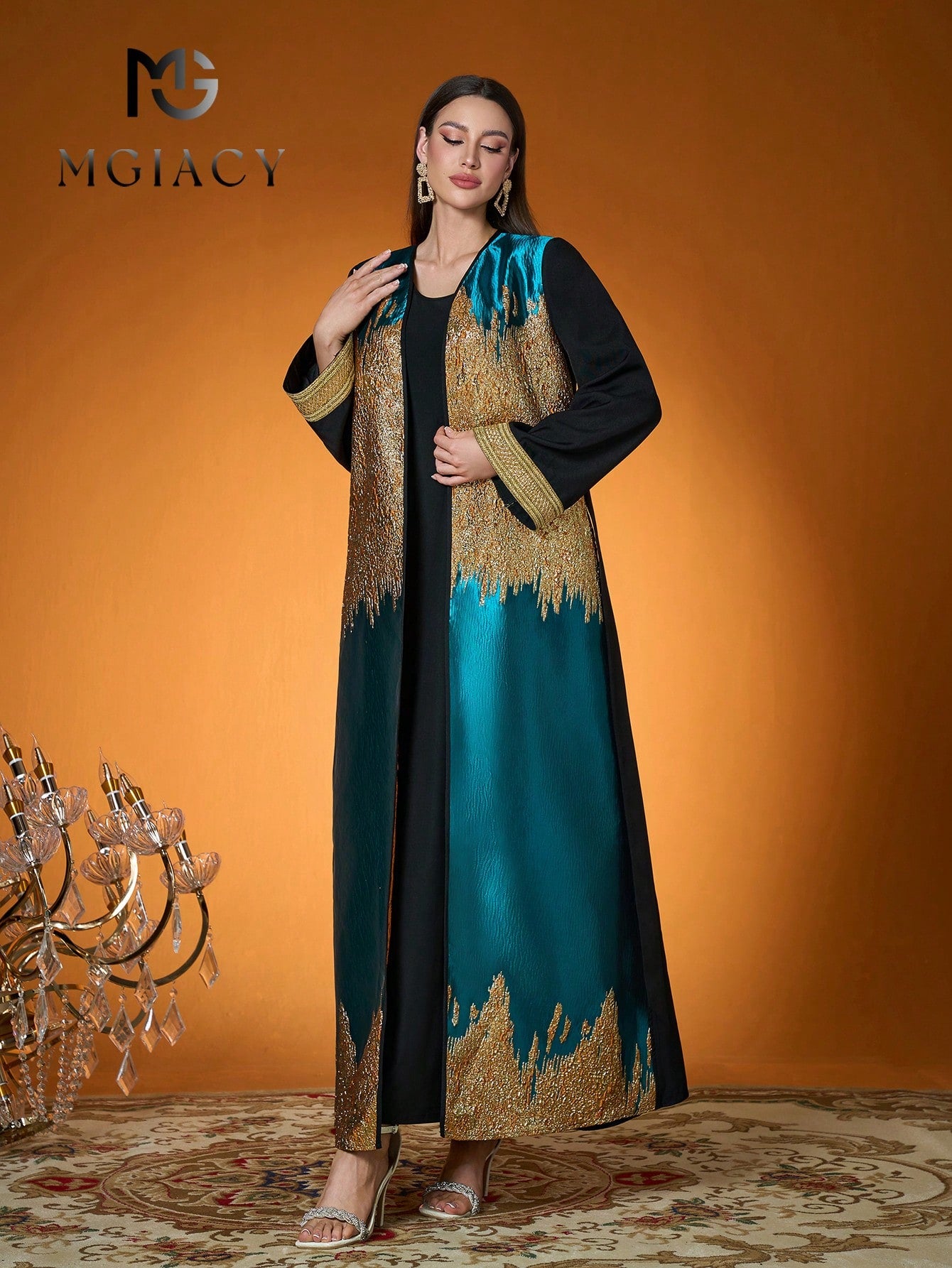 New Arrival Women's Solid Color Woven Contrast Color Jacquard Robe (Lining Not Included)