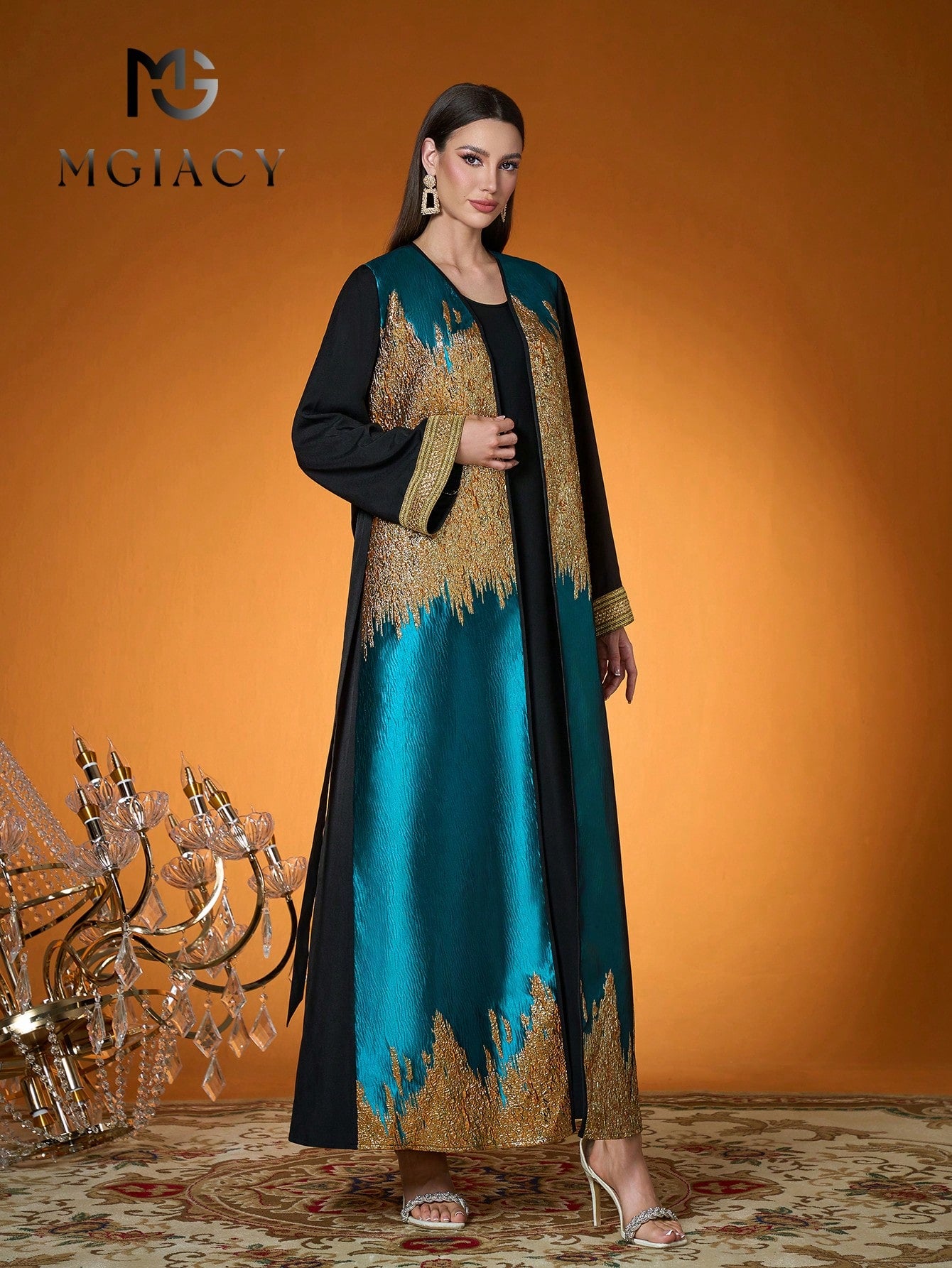 New Arrival Women's Solid Color Woven Contrast Color Jacquard Robe (Lining Not Included)
