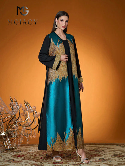 New Arrival Women's Solid Color Woven Contrast Color Jacquard Robe (Lining Not Included)