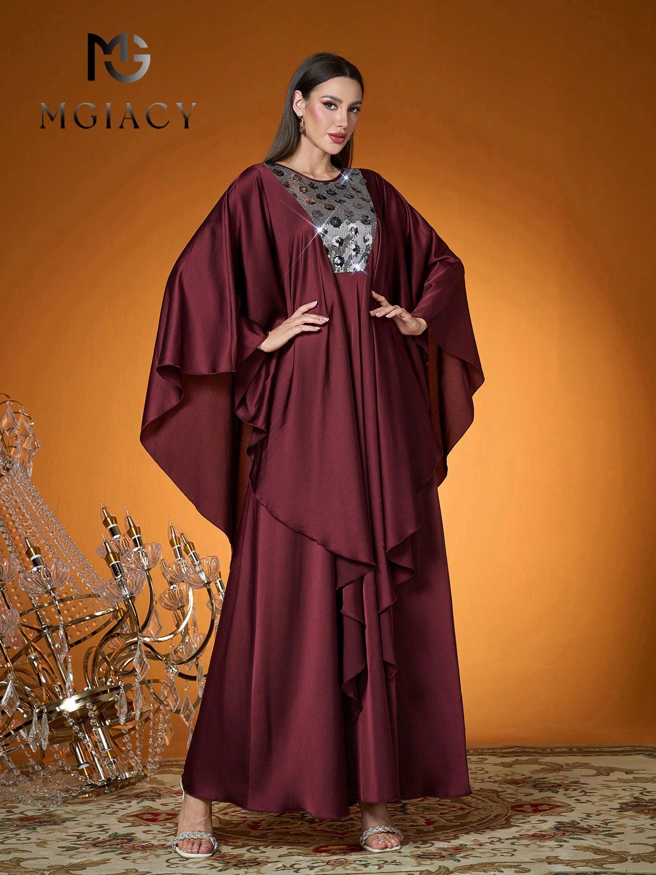 Women's Solid Color Woven Contrast Color 3D Pearl Embroidery Robe