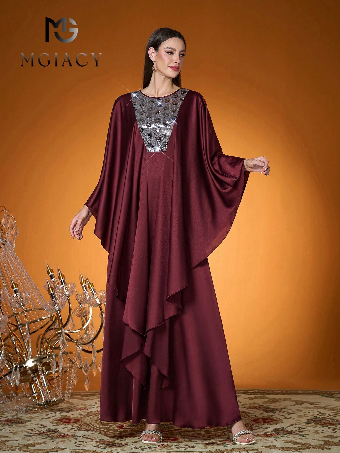 Women's Solid Color Woven Contrast Color 3D Pearl Embroidery Robe