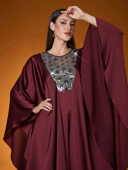 Women's Solid Color Woven Contrast Color 3D Pearl Embroidery Robe