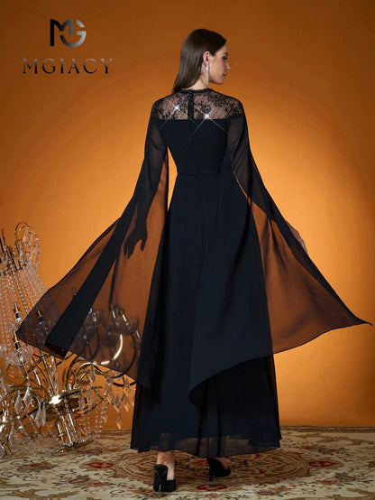 New Arrival Women's Solid Color Woven Beaded Lace Flowy Sleeve Dress