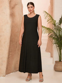 New Camisole, Crew Neck Knit, Versatile Maxi Dress Spring Black